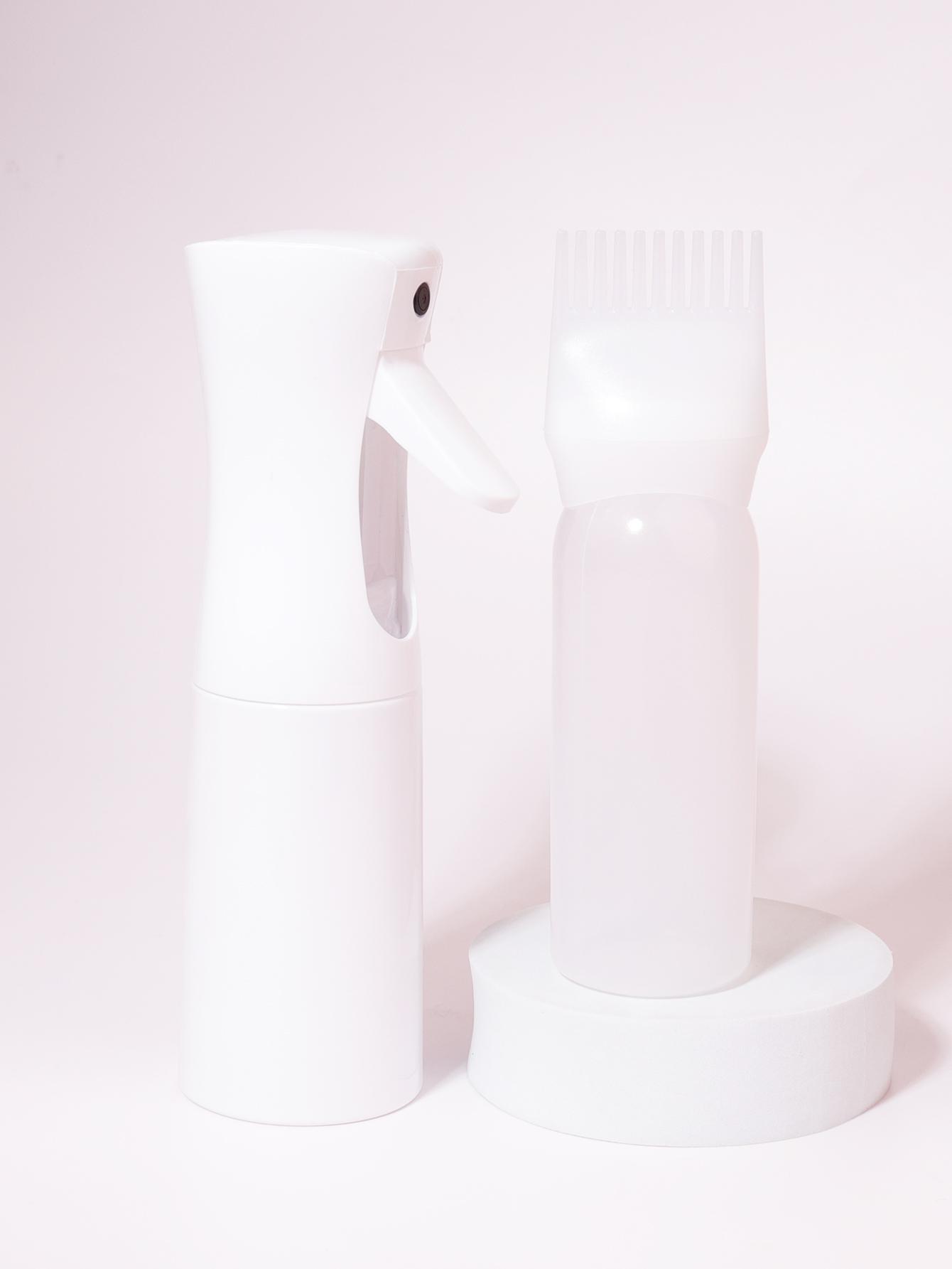 

2 pcs/set 200ml hair care pump spray bottle refillable shampoo bath belt comb bottle hair salon set Special for real hair wigs