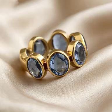 Vintage ring set with oval synthetic zircon women's ring ring, hot-selling factory in Europe and America