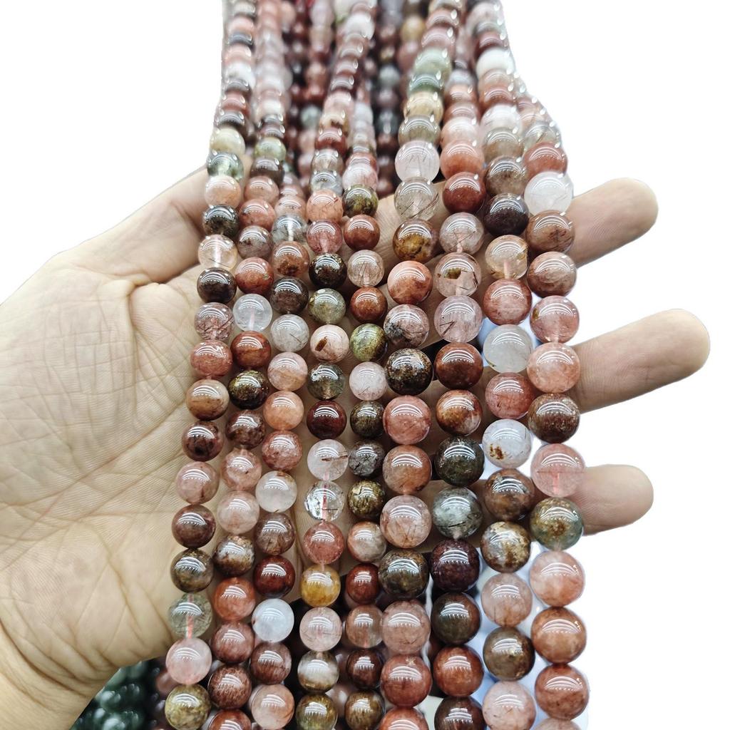 Rutilated Red Hair Crystal Round Loose Beads for DIY Jewelry & Accessories
