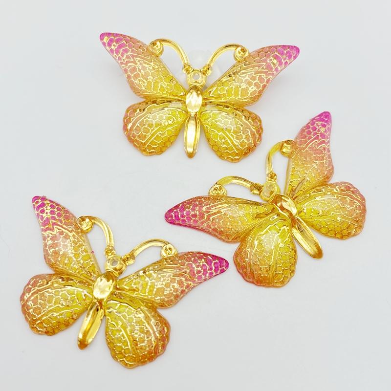 10Pcs/Lot New Acrylic Mixed Butterflies With A Hole Flat Back Scrapbooking Hair Bow Center Embellishments DIY Accessories C78