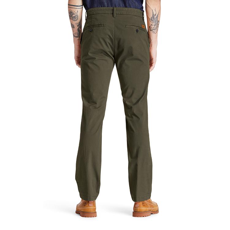 Timberland Casual Elastic Straight Breathable Solid Color Pants Men Bottoms Army-Green A2BZA-A58
