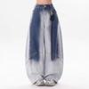 Women's Retro Gradient Washed Denim Hip Hop Pants - Casual Loose Fit