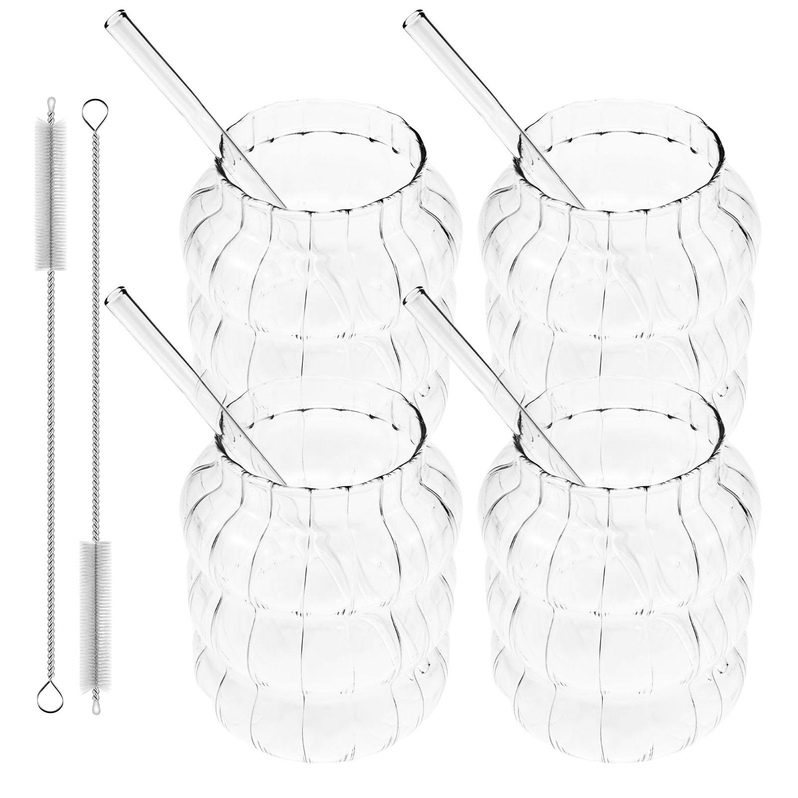 

Ripple Shaped Vintage Glass Cups Kit Transparent Glassware Juice Milk Coffee Glasses Cocktail Beverage Cup Kitchen Drinking Mug 601-700ml