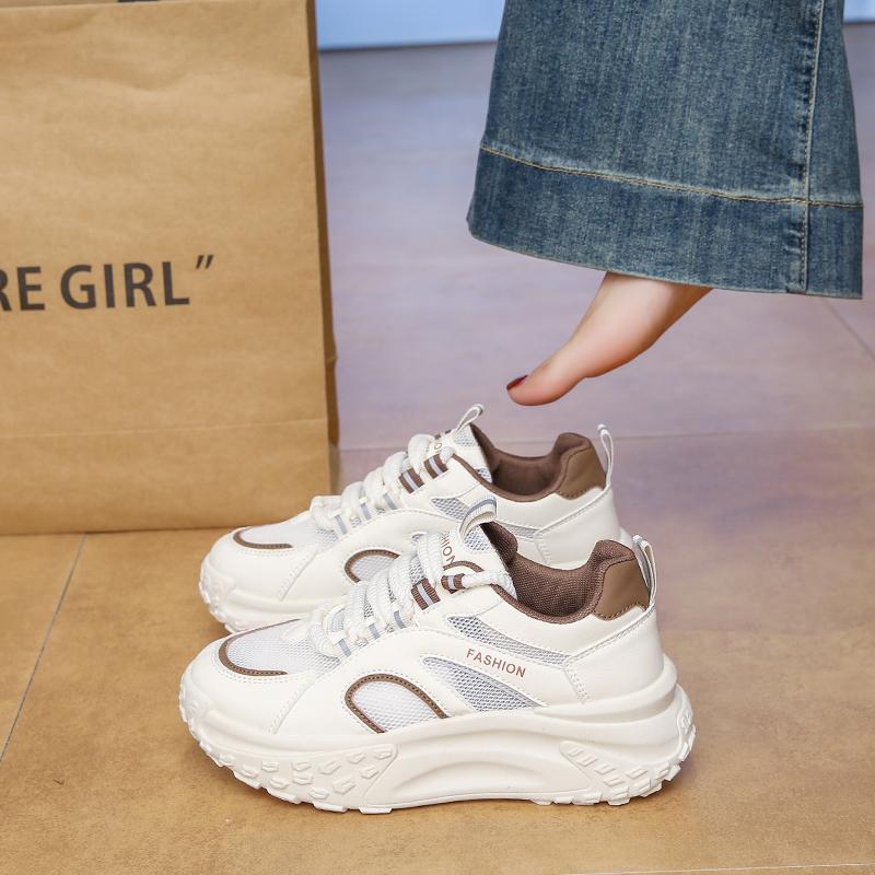 Women's Chunky Platform Sneakers Breathable Mesh Walking Shoes Fashion Casual Sports Ladies Lace Up Trainer Tennis