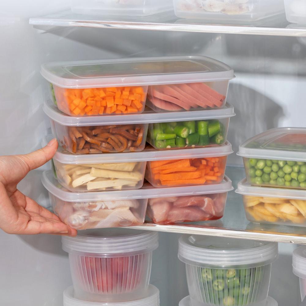 1PC Refrigerator Cooked Food Storage Box Marinated Flavor Four Quarters Crisper Box Meat Pieces Divided Vegetables Storage