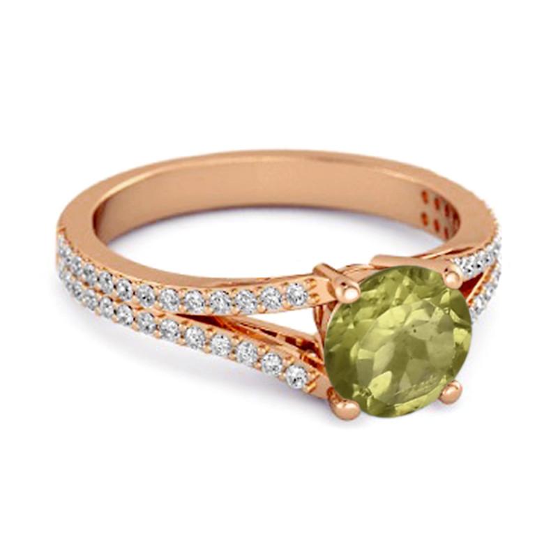Peridot Split Pavé Band Ring - Sterling Silver Rose Gold Vermeil