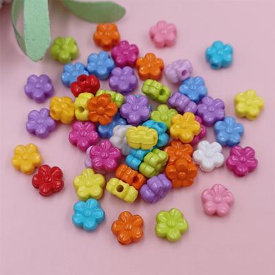 100Pcs 9mm Acrylic Loose Beads Solid Color DIY Jewelry Accessories Flower Shape Candy Color Necklace Bracelet Pendant