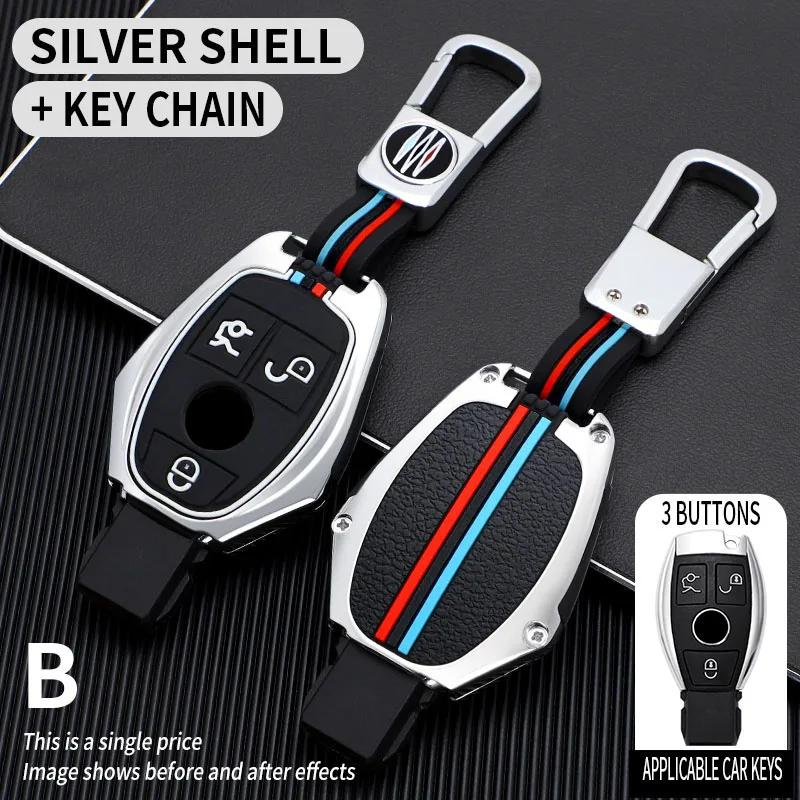 Zinklegierung Vollsilikon Autoschlüsselhülle für Mercedes Benz A B C E Klasse GLS GLA GLK GLC CLS CLA AMG W204 W205 W212 W463 W176