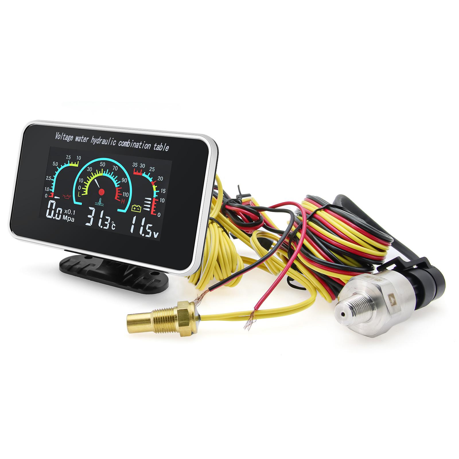 

Universal Car 3 In 1 Multi-Function Digital Oil Pressure Gauge Voltmeter Water Temp Meter NPT1/8 Press Sensor Temperature sensor