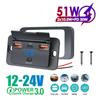 12V 24V Car Type C Phone Charger Socket Panel With Switch PD+QC3.0 Fast Charging Multi Ports Dual USB Outlet LED Light For Car Truck Marine