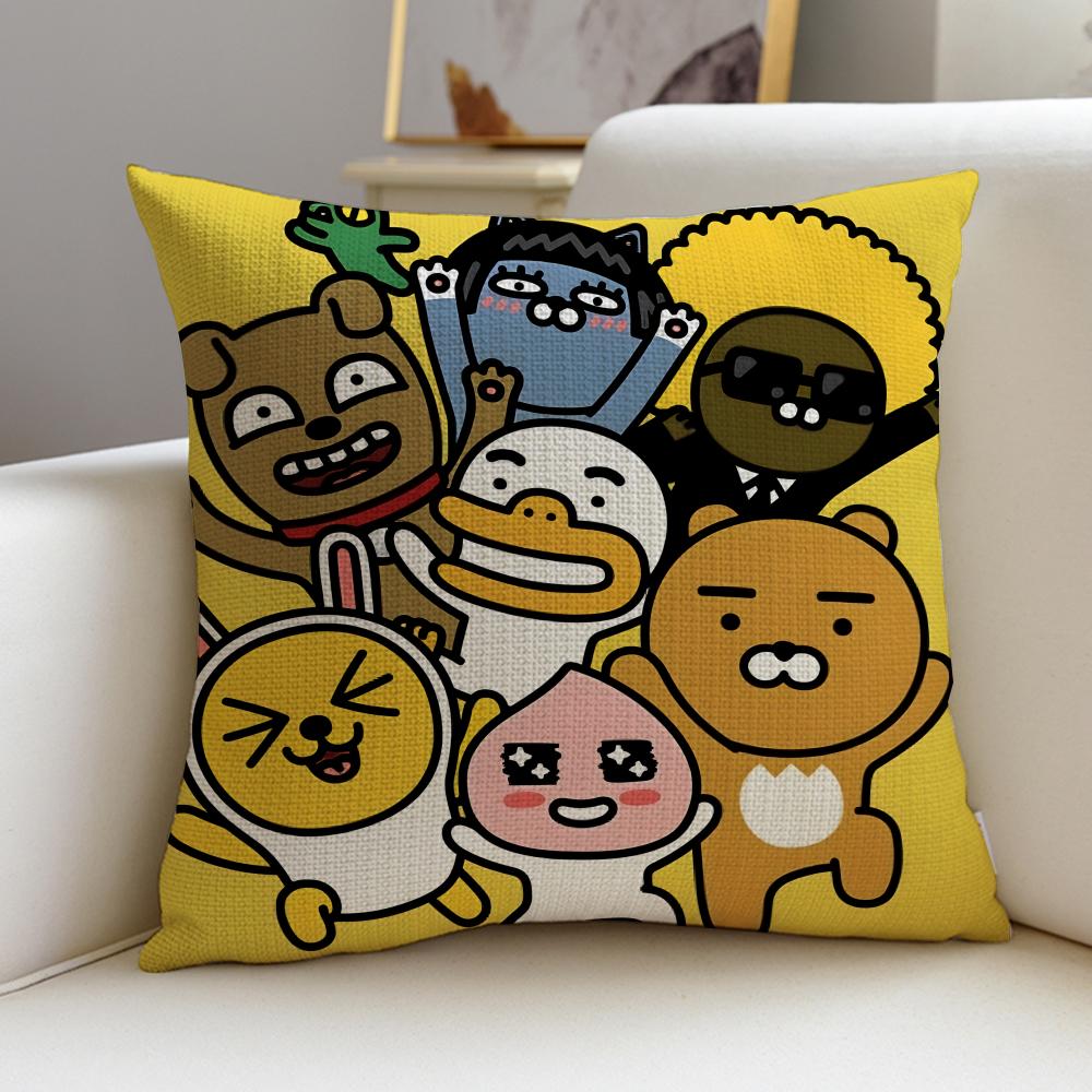 Popular KKakao FriendsS Cushion Cover Breathable and skinfriendly linen pillowcase square removable and washable cushion