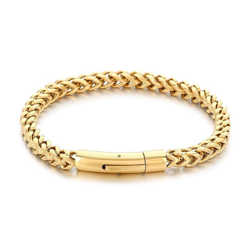 Keel Chain Bracelet, Retro Simple Stainless Steel Round Grinding Front And Back Chain Men'S Bracelet