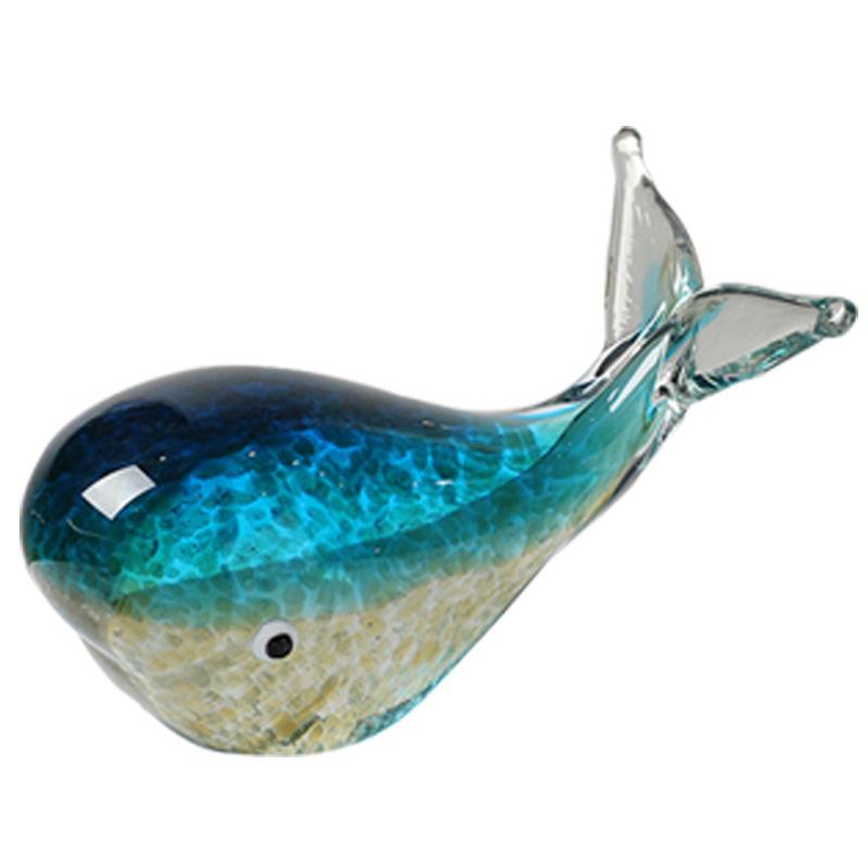 Zibo Glazed Glass Glowing Whale Handcrafted Art Sculpture for Marine Life Lover Birthday Gift Desk Decor