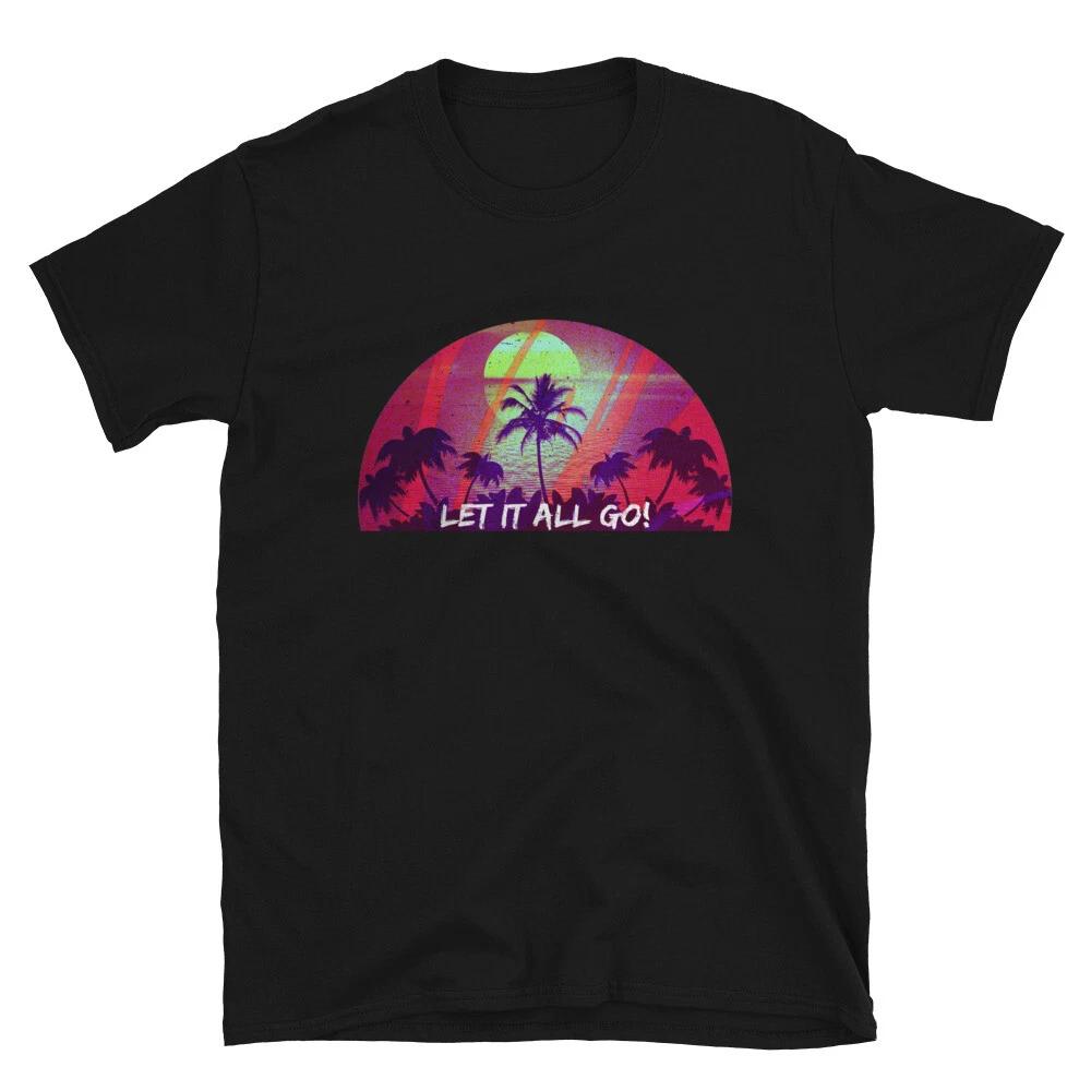Let It All Go Tropical Vacation Ocean Distressed T-Shirt XL