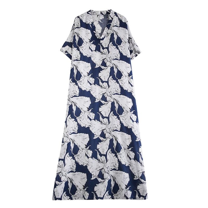 Short Sleeve Plus Size Vintage Floral New In Dresses for Women Casual Loose Maxi Long Summer Dress