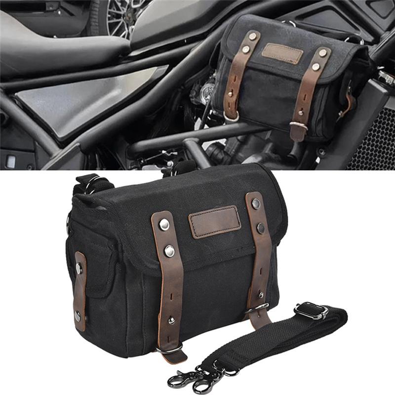 Motorcycle Side Bag Universal Waterproof Rear Seat Bag Luggage Motorbike Tail Bag Electric Vehicle Hanging Bag Retro Style