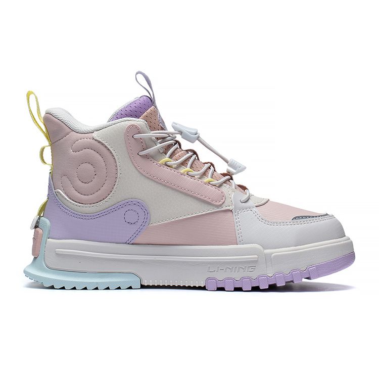 Li Ning Kids Sports Lifestyle Series Journey 2 Fashion Classic Pattern Embroidery High-Top Casual Shoes Kids Casual Shoes YKCS144-14
