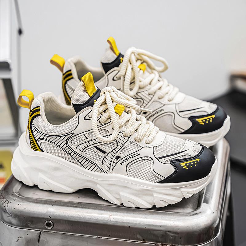 

Dad shoes male Internet celebrity new 2025 new autumn breathable tide brand youth mesh casual platform sports shoes 44 бежевый
