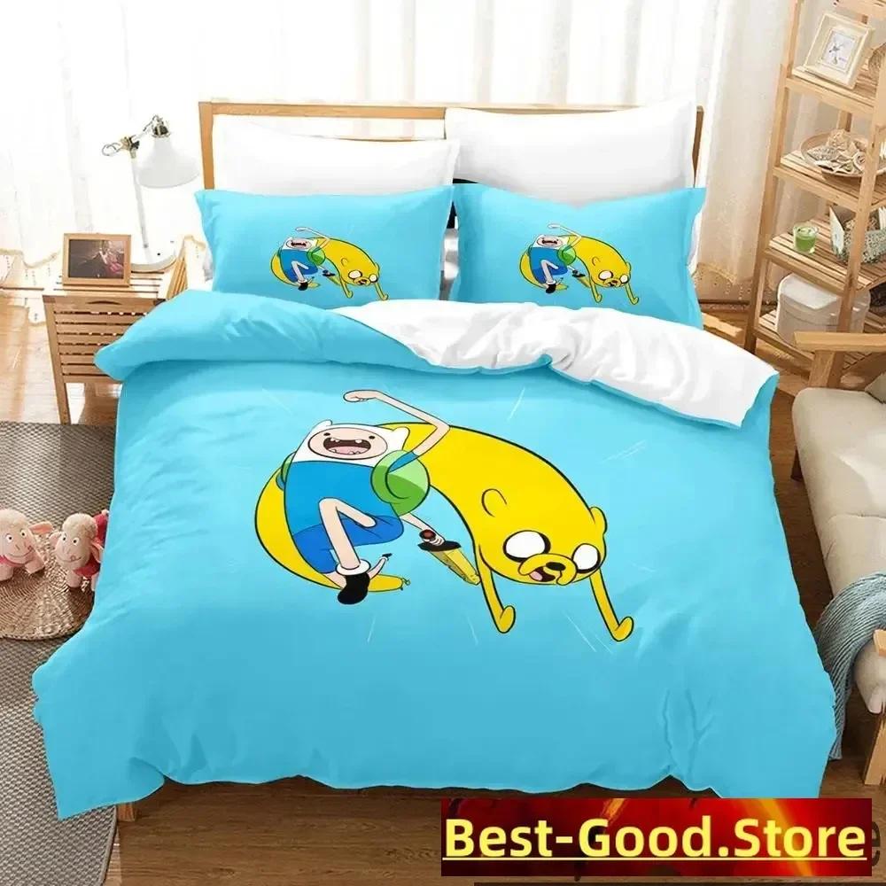 3D Print Adventure Time Finn Jake The Dog Face Printed Bed Set Duvet Cover Pillowcase Bedding Set Linen Sheet Quilt Cover Size