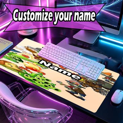 Custom Name Personalized Plants Vs. Zombies Pattern Mousepad, Laptop PC Desk Mat, Decorative Desk Mat for Home Keyboard Pad Gift