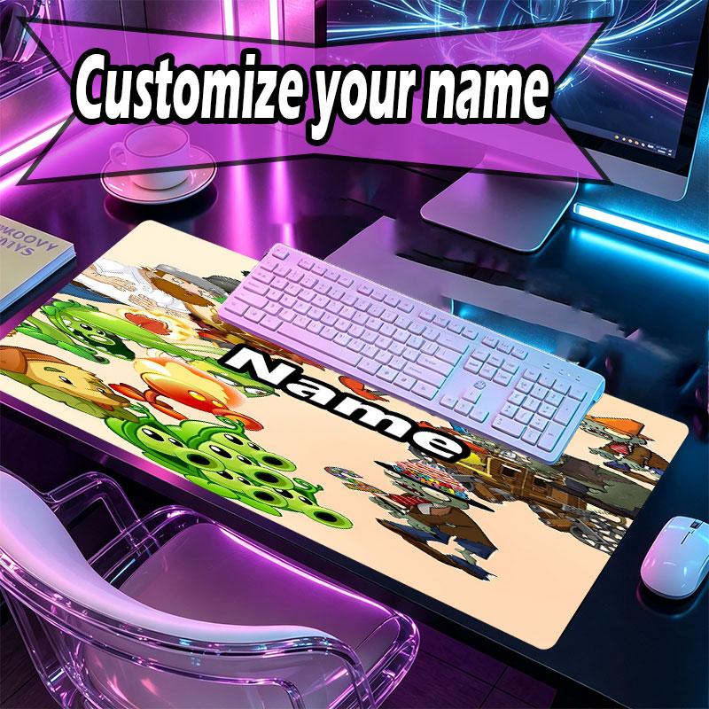 Custom Name Personalized Plants Vs. Zombies Pattern Mousepad, Laptop PC Desk Mat, Decorative Desk Mat for Home Keyboard Pad Gift