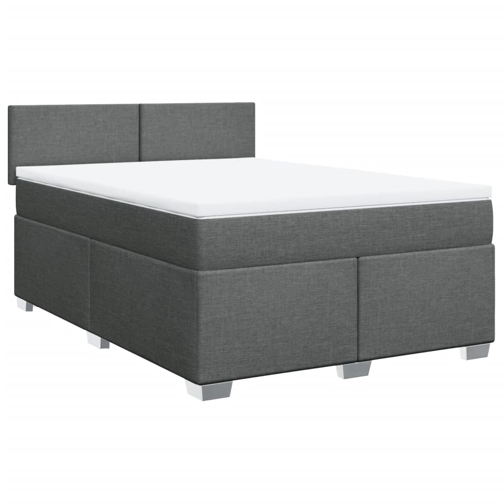 Vidaxl Continental Bed With Mattress, Dark Grey Fabric 140X200 Cm