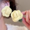 Flocking flower stud earrings autumn and winter sweet temperament versatile earrings light luxury niche elegant earrings women