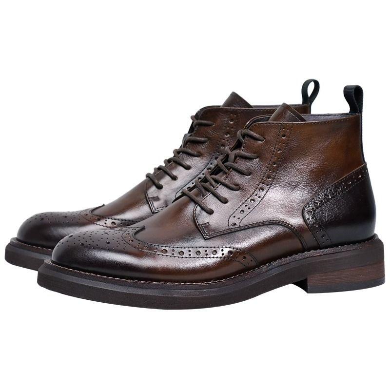 Men's Boots  Autumn and Winter New Style Men's High Top Shoes Mid Top Short Boots Height Increasing Mid Top Boots for Men
