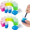 High Quality Dual Holes Pencil Sharpeners Handheld Plastic Pen Sharpener With Lid Pencil Sharpening Tool School Office Supplies