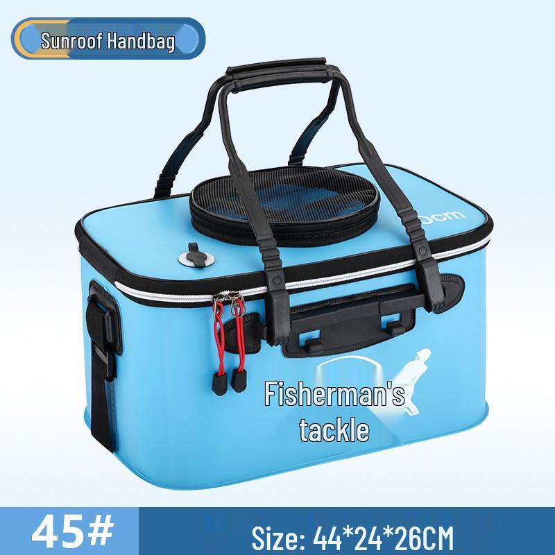 Folding Fish Guard Bucket: One-Piece Fishing Gear Set with Live Fish Storage