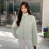 Rib down jacket women's new winter stand-up collar loose small white duck down bread jacket