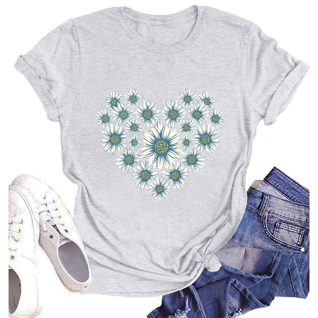 Women's Fashion Casual Summer Comfortable Printed Round Neck Short Sleeve Top Blouse