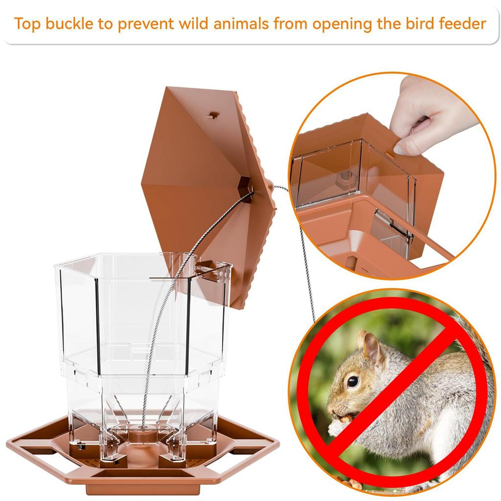 Bird Feeders Hangable Squirrel Proof Food Dispenser Squirrel Proof Wild Bird Feeders With Perch Tray For Outside Feeding Water