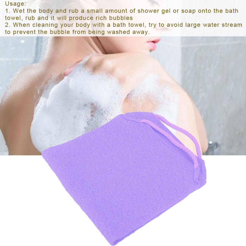 Exfoliating Rubbing Washcloth Elastic Shower Body Scrub Cleaning Massage Bath Towel StrapPurple