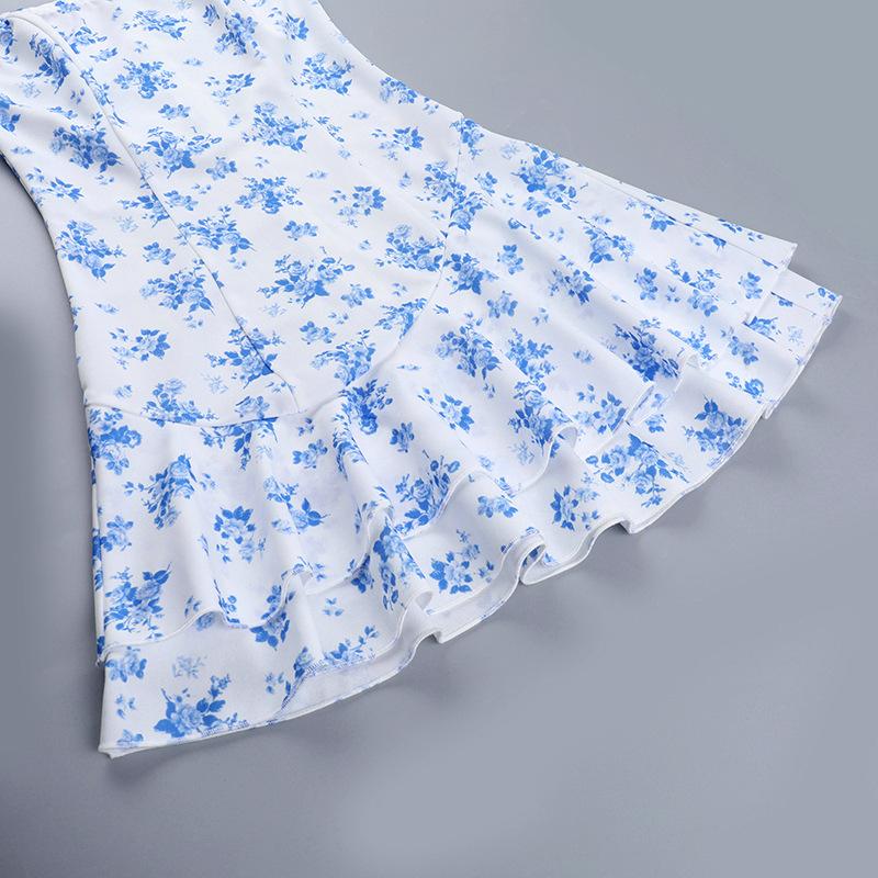 Autumn Women's Hip Dress Fashion Ethos Slim-fit Print Top A-swing Dress