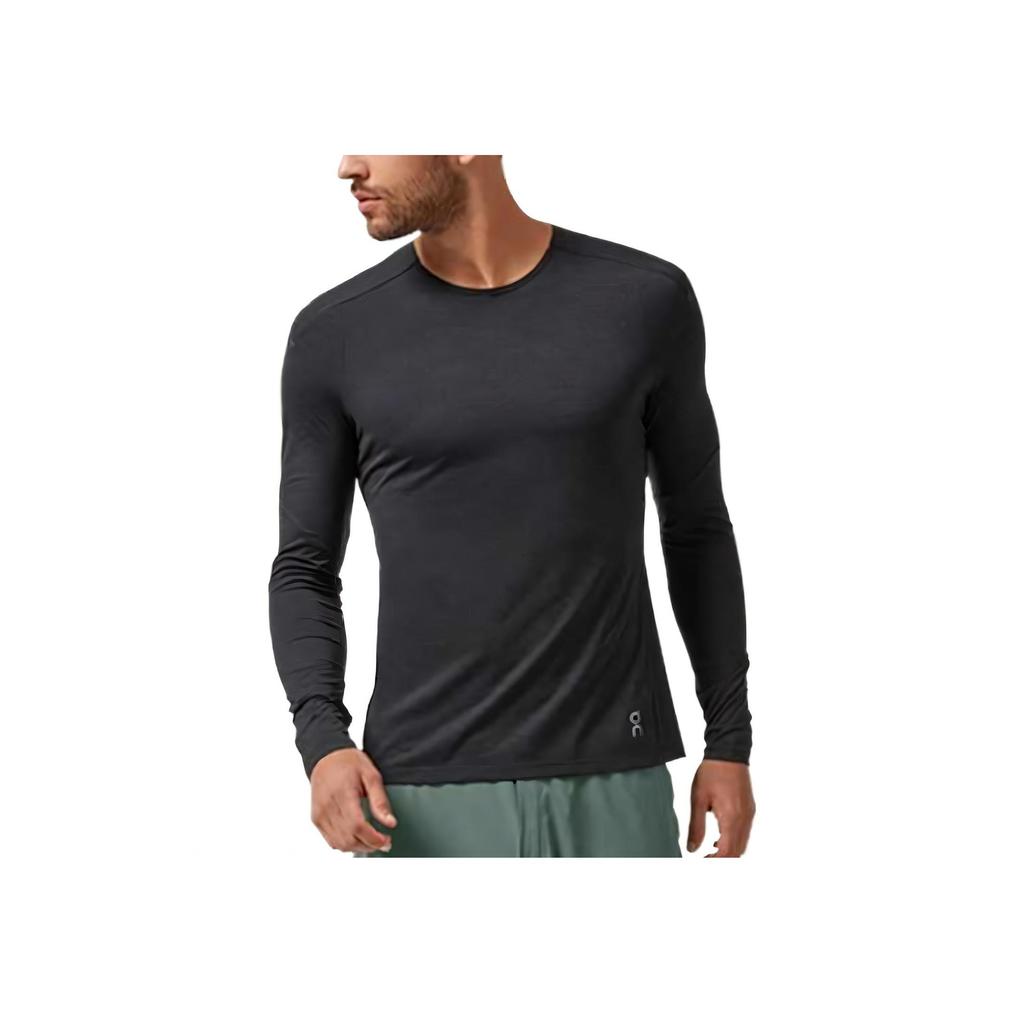 On Performance Mens Running Series Raglan Sleeve Breathable Quick-Dry Crew Neck Lg Sleeve T-Shirt Men Tops Black 113.00121