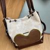 New Fashion Bag Retro Large-capacity Bucket Bag Love Splicing Contrasting Color Shoulder Bag Versatile Messenger Bag