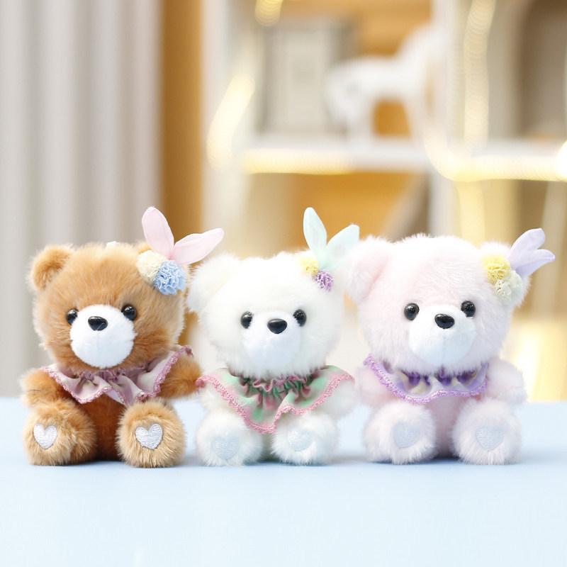 Plush Bear Keychain With Polyester Fiber Filling For Girls Kids Bag Pendant Toy