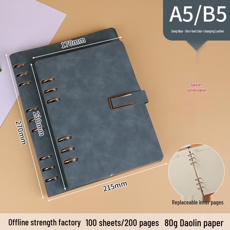 A5 Loose-Leaf Notebook Gift Set: Business Diary with Hollowed 6-Hole Design and Customizable Logo