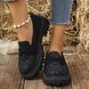 Large Size Leopard Print Autumn and Winter New Thick-soled Thick Heel Fashion One-pedal Small Leather Shoes