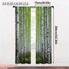 2pcs 2D flat printing Curtain Birch Trees Forest Durable 100% Polyester Fabric  Without Electricity Spring Party & Holiday Decor