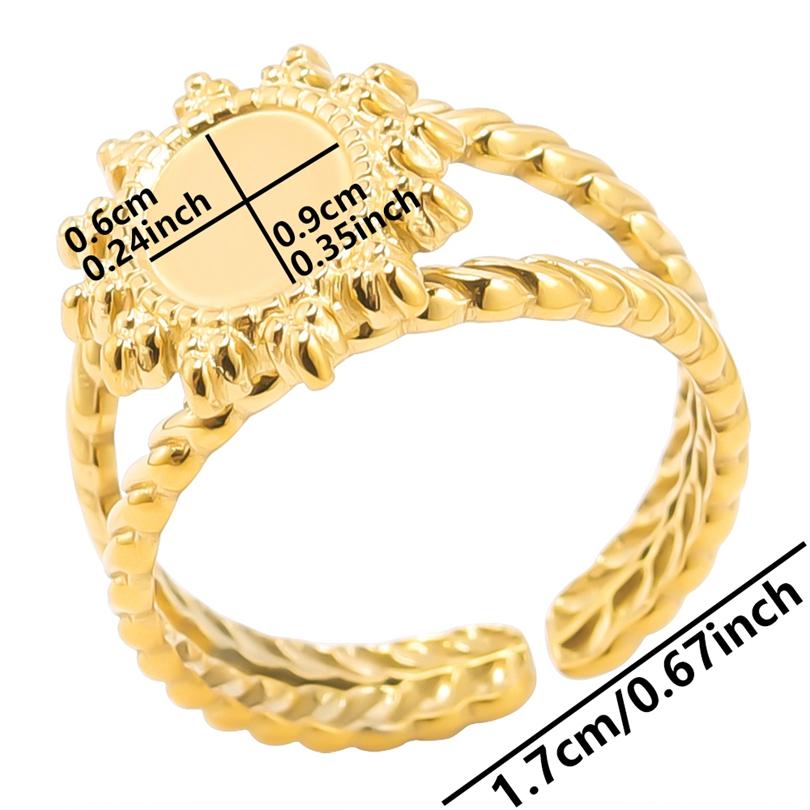 1/5Ppcs/Lot Real Gold Plated Stainless Steel Rings For Women Men Accessories Open Adjsutable Chunky Butterfly Heart Ring Anillos