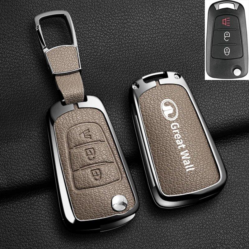 Suat Leather Car Key Case Great Wall Haval Hover Fengjun 5 6 H3 H5 H6 H1 H3 C30 C50 M4 3 Car Key Cover Zinc Alloy Leather Protec