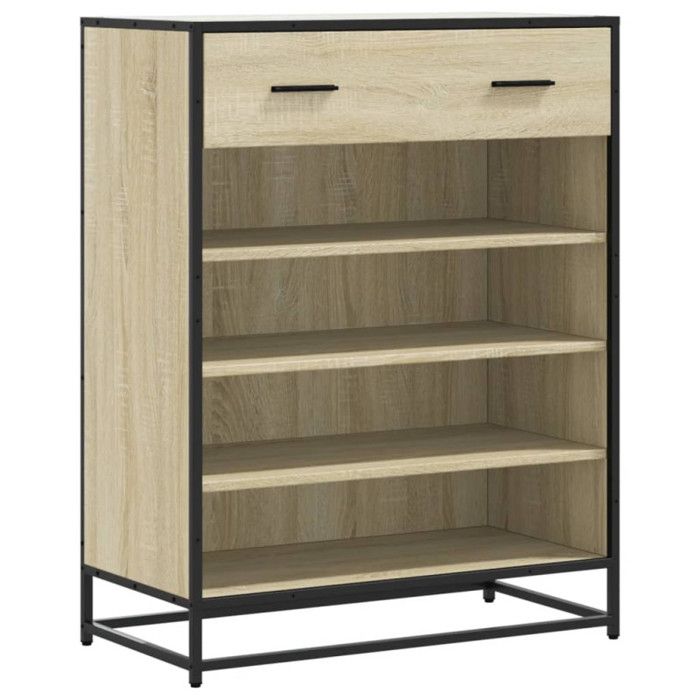Armoire à chaussures - VIDAXL - Chêne Sonoma - 4 étagères - 1 tiroir - Métal et bois d'ingénierie
