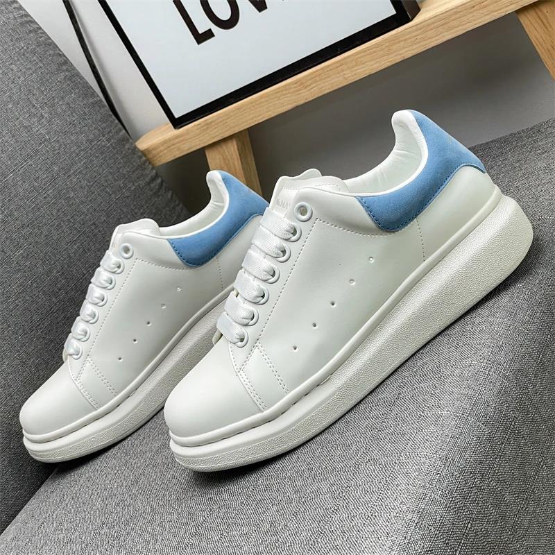 

2025 Маленькие белые туфли из натуральной кожи дышащие и универсальные, с цветной толстой подошвой и повседневные парные туфли 38