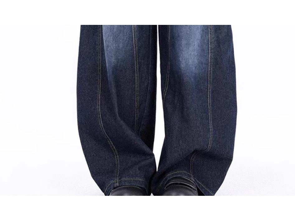 Unisex American Wide-Leg Baggy Scythe Jeans, Washed Silhouette, Spring/Autumn 2025 Style.