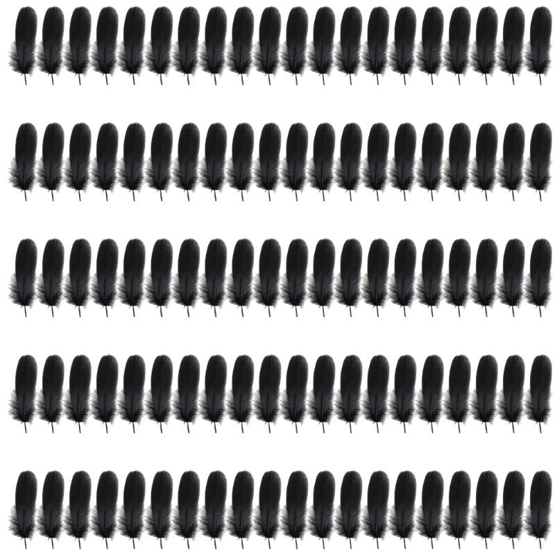 Pack Of 100 Natural Black Feather Natural Gooses Feather For Craft Wedding Decoration Hat Earrings Jewelery Making