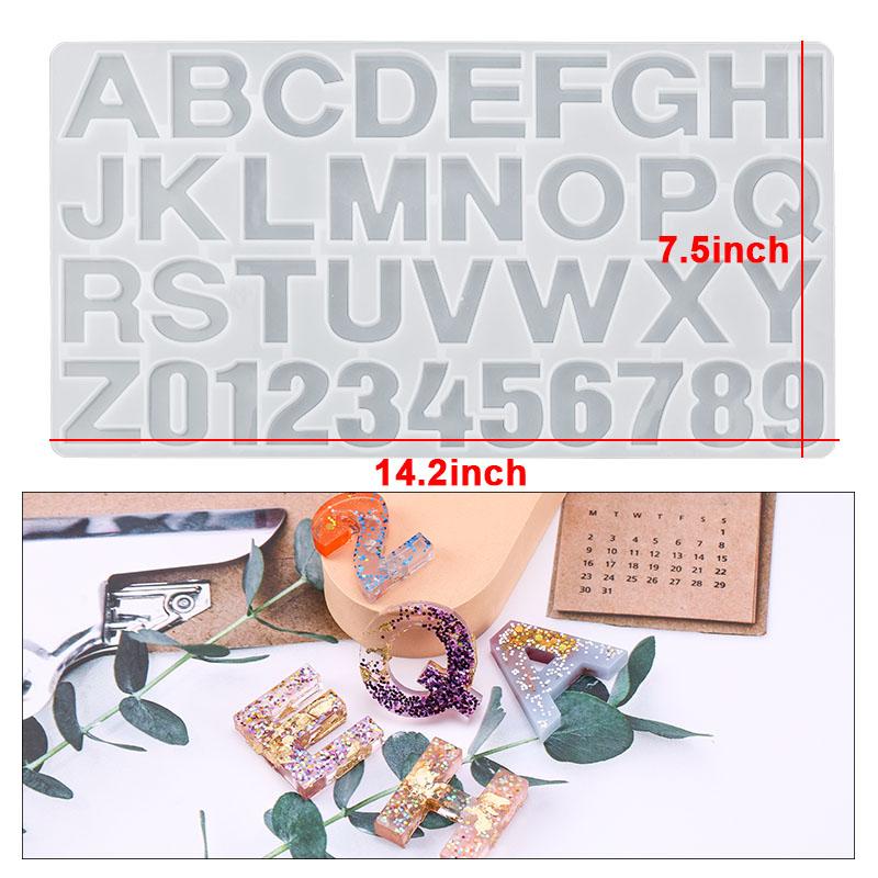 Alphabet Epoxy Resin Mold Kit Ornament Backward Letter Resin Silicone Mold Drill Number Mould For Keychain Making Jewelry DIY
