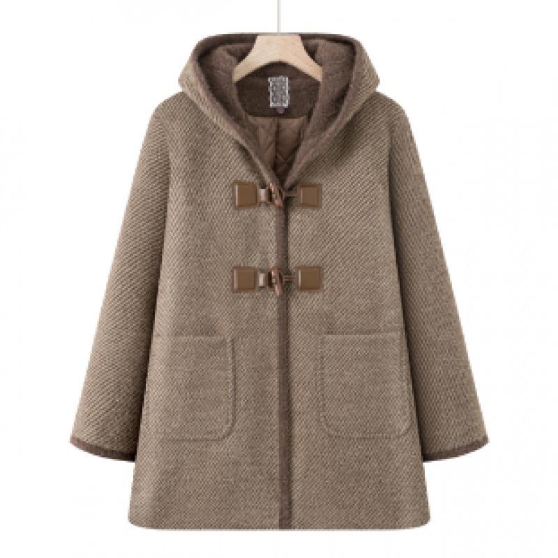 

Одежда для женщин среднего и пожилого возраста, зимняя высококачественная утепленная куртка с капюшоном, универсальное простое свободное пальто большого размера для жены 5XL [recommended 150-80kg] хаки