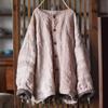 Johnature Women Vintage Parkas O-Neck Long Sleeve Solid Color Spring Coats Button Plus Cotton Chinese Style Parkas